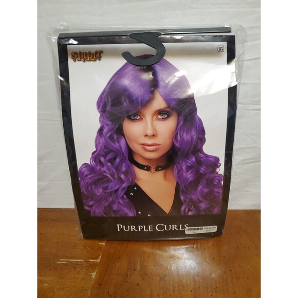 Spirit Purple Curls Medium Length Halloween Costume Wig Cosplay Role Play New - Picture 1 of 2